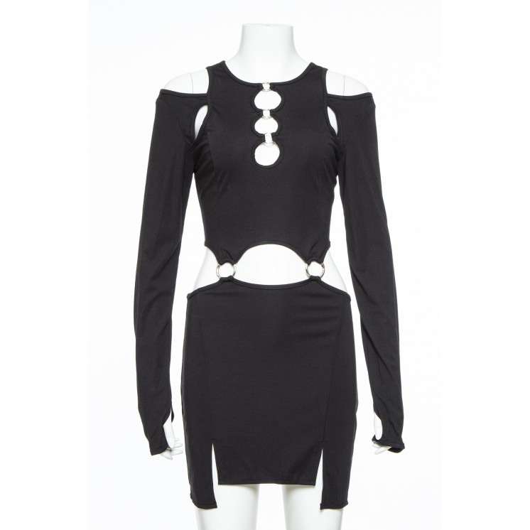 Gothic Strapless Crop Top Set