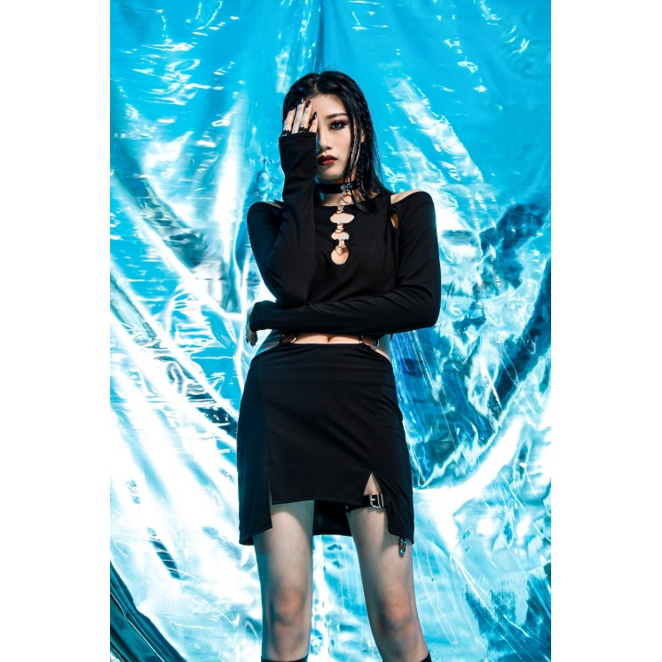 Gothic Strapless Crop Top Set