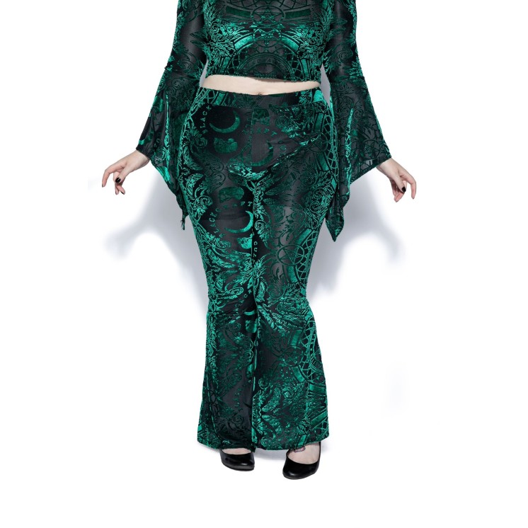 Green Baroque Velvet Leggings - Blackcraft cult