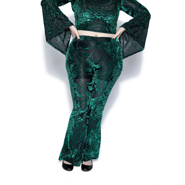 Green Baroque Velvet Leggings - Blackcraft cult