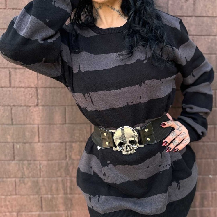 Elastic Waist Belt Skull Black