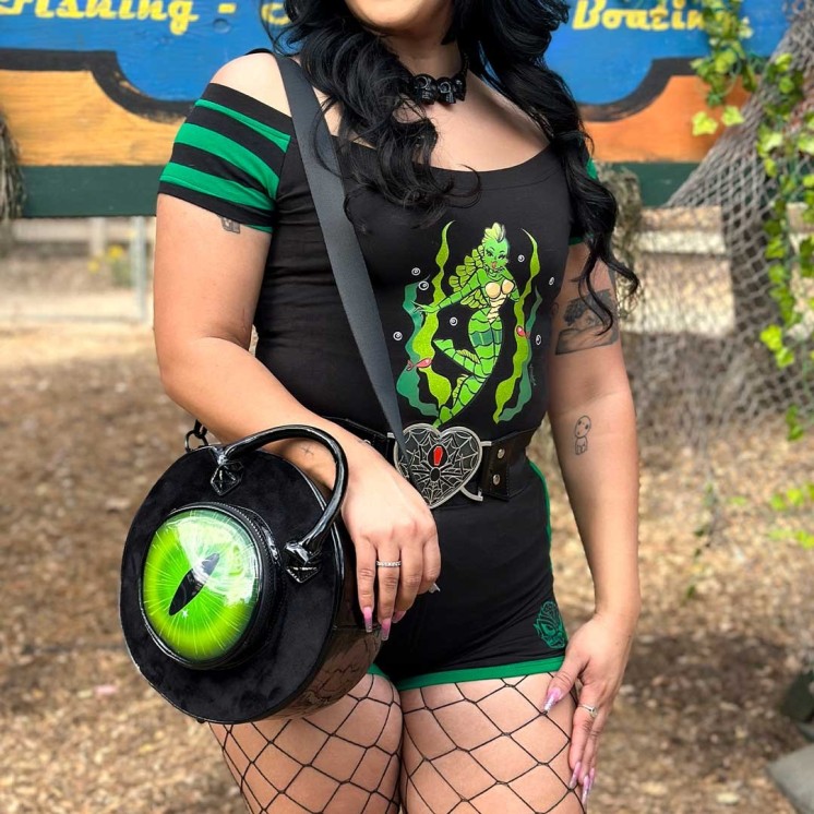 Eyeball Black Cat Backpack Purse