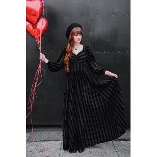 Victoria Striped Mesh Gown
