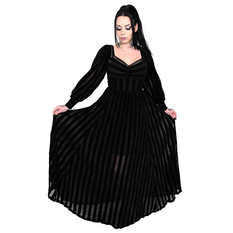 Victoria Striped Mesh Gown