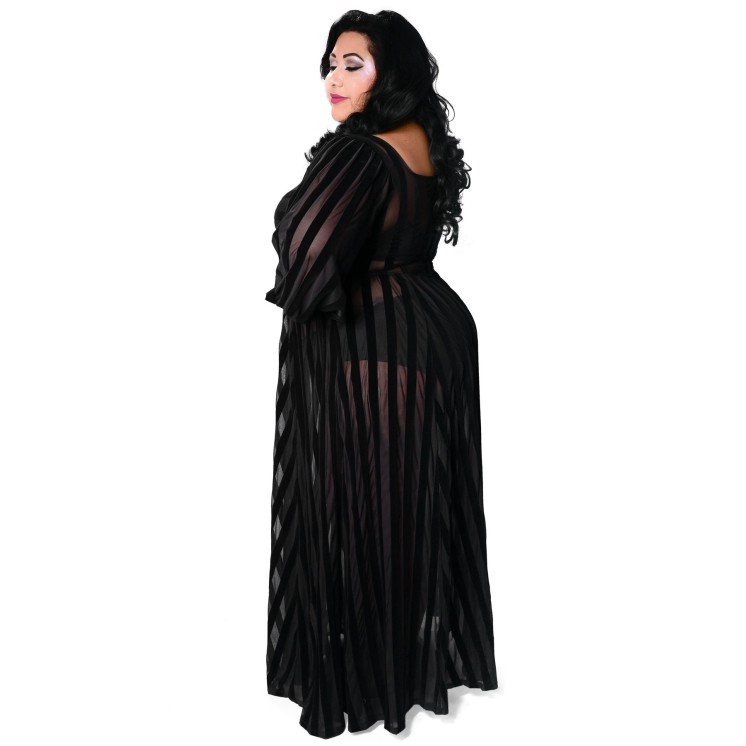 Victoria Striped Mesh Gown