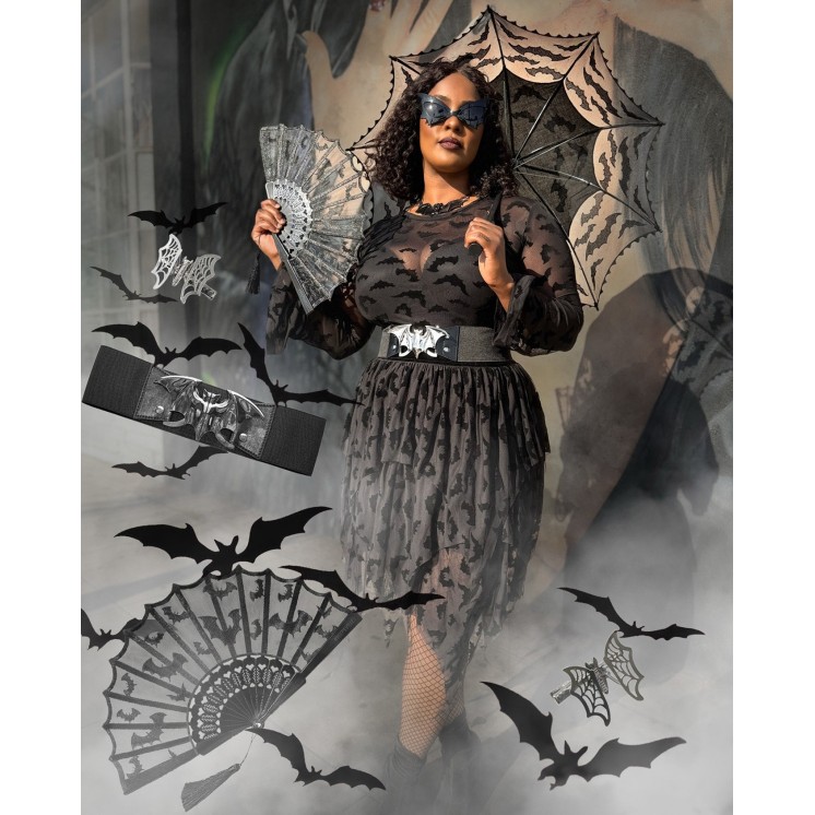 Elastic Waist Belt Bat Silver